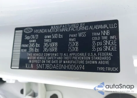 2022 Hyundai Santa Cruz Sel from USA, damaged, VIN 5NTJBDAE0NH005694